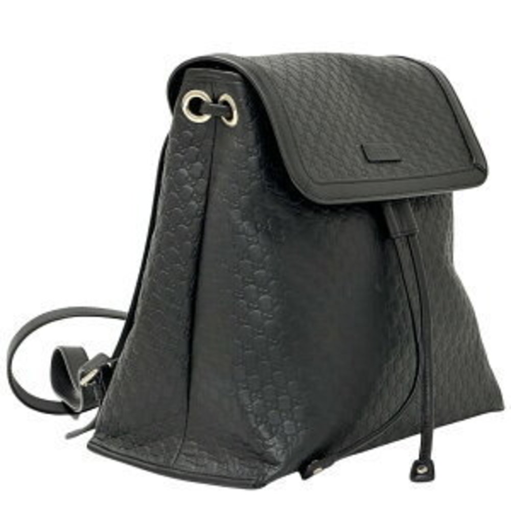 Gucci Black Backpack Drawstring Leather Microshim… - image 3